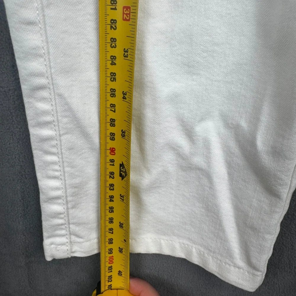 Lafayette 148 New York White Straight Leg Denim Pants Womens Size 8 Cotton Blend